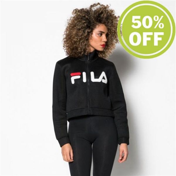 Fila Nicole Cropped Women's Jackets - Black,NZ 580-36280